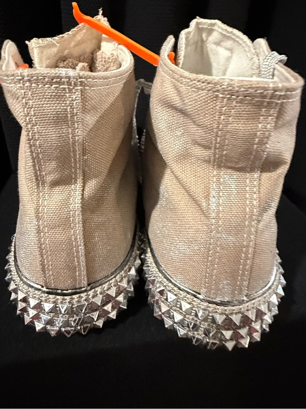 Free People Beige Crystal & Studded High-Top Sneakers